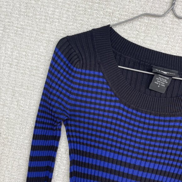 Vintage Y2K Its Our Time Ribbed Sweater a Dark BLue Striped Xtra Long Sleeve - Picture 3 of 13